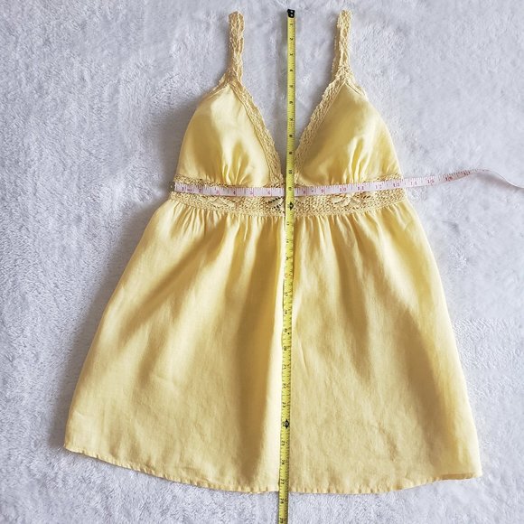 ACROBAT Crochet Empire V Neck Sleeveless Tunic Yellow Top SZ S - Picture 12 of 14